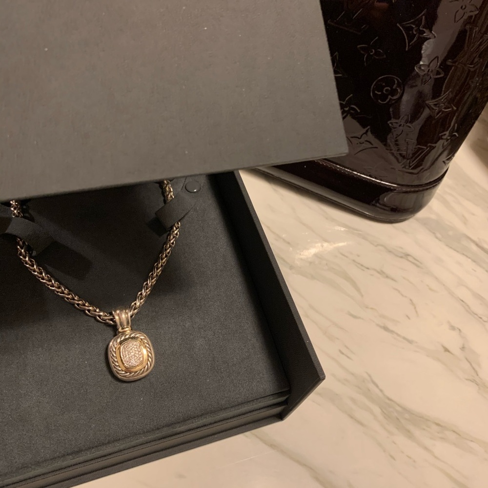 David Yurman Two-Tone Pave Diamond Pendant in Silver and Gold - Picture 10 of 15
